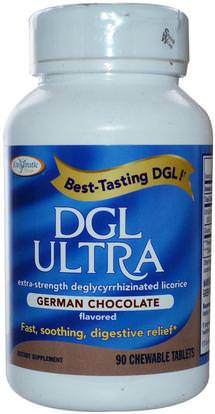 Enzymatic Therapy, DGL Ultra, German Chocolate Flavored, 90 Chewable Tablets ,والمكملات الغذائية، والصحة