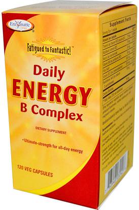 Enzymatic Therapy, Fatigue to Fantastic!, Daily Energy B Complex, 120 Veggie Caps ,الفيتامينات، فيتامين ب المعقدة، الكظرية