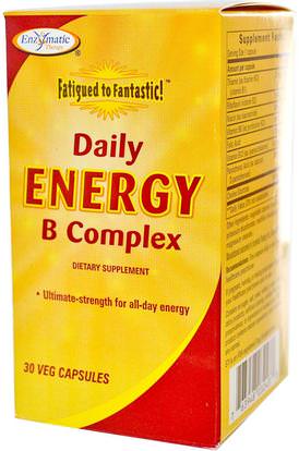 Enzymatic Therapy, Fatigued to Fantastic! Daily Energy B Complex, 30 Veggie Caps ,الفيتامينات، فيتامين ب المعقدة، الكظرية
