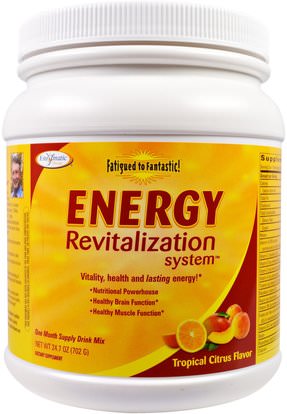 Enzymatic Therapy, Fatigued to Fantastic!, Energy Revitalization System, Tropical Citrus Flavor, 24.7 oz (702 g) ,المكملات الغذائية، الكظرية