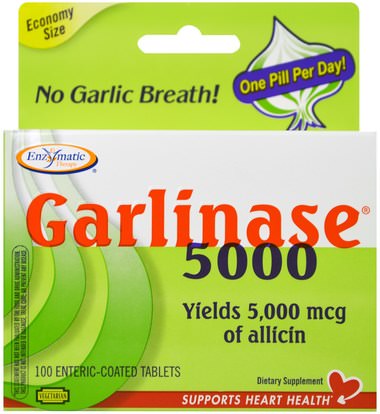 Enzymatic Therapy, Garlinase 5000, 100 Enteric-Coated Tablets ,المكملات الغذائية، المضادات الحيوية