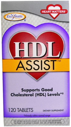 Enzymatic Therapy, HDL Assist, 120 Tablets ,والصحة، ودعم الكولسترول، والكوليسترول