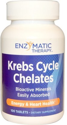 Enzymatic Therapy, Krebs Cycle Chelates, 100 Tablets ,المكملات الغذائية، المعادن، الزنك