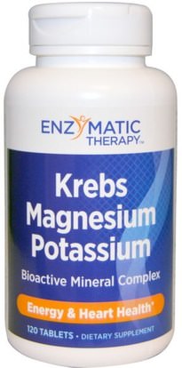 Enzymatic Therapy, Krebs Magnesium Potassium, Bioactive Mineral Complex, 120 Tablets ,المكملات الغذائية، المعادن، المغنيسيوم، البوتاسيوم