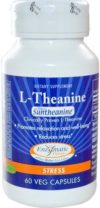 Enzymatic Therapy, L-Theanine, Stress, 60 Veggie Caps ,الصحة، ومكافحة الإجهاد، والمكملات الغذائية، ل الثيانين