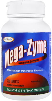 Enzymatic Therapy, Mega-Zyme, Systemic Enzymes, 200 Tablets ,المكملات الغذائية، والإنزيمات