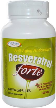 Enzymatic Therapy, Resveratrol~Forte, 125 mg, 60 Veggie Caps ,المكملات الغذائية، ريسفيراترول