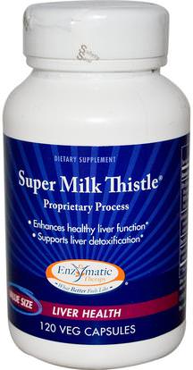 Enzymatic Therapy, Super Milk Thistle, Liver Health, 120 Veggie Caps ,والمكملات الغذائية، والصحة، والتخلص من السموم