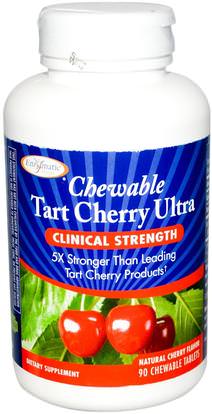 Enzymatic Therapy, Tart Cherry Ultra Chewable, Natural Cherry Flavor, 90 Chewable Tablets ,المكملات الغذائية، مقتطفات الفاكهة، الكرز (الفاكهة السوداء البرية)