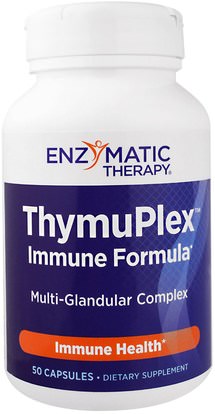 Enzymatic Therapy, ThymuPlex, Immune Formula, 50 Capsules ,والمكملات الغذائية، والصحة، والدعم المناعي