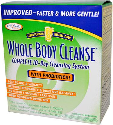 Enzymatic Therapy, Whole Body Cleanse, Complete 10-Day Cleansing System, Lemon Flavored, 3 Piece Kit ,الصحة، السموم
