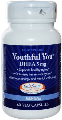 Enzymatic Therapy, Youthful You, DHEA, 5 mg, 60 Veggie Caps ,المكملات الغذائية، ديا