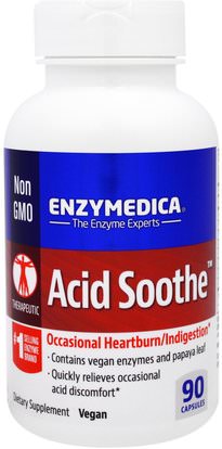 Enzymedica, Acid Soothe, 90 Capsules ,حرقة، الصحة، الهضم، المعدة