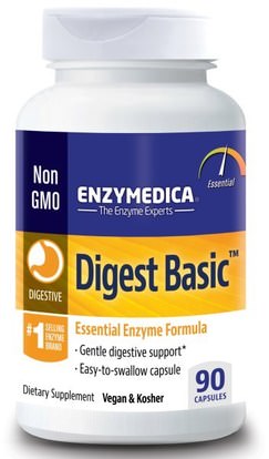 Enzymedica, Digest Basic, Essential Enzyme Formula, 90 Capsules ,والمكملات الغذائية، والإنزيمات الهاضمة