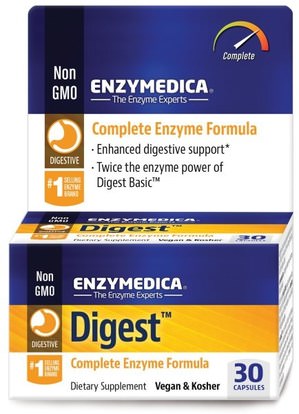 Enzymedica, Digest, Complete Enzyme Formula, 30 Capsules ,والمكملات الغذائية، والإنزيمات الهاضمة