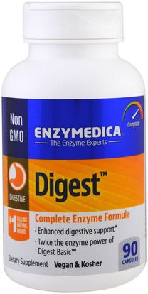 Enzymedica, Digest, Complete Enzyme Formula, 90 Capsules ,المكملات الغذائية، والإنزيمات