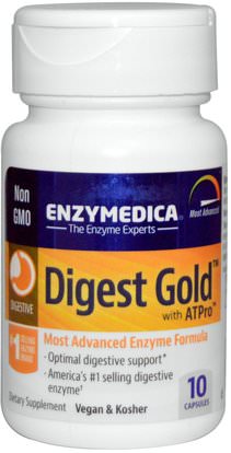 Enzymedica, Digest Gold with ATPro, 10 Capsules ,والمكملات الغذائية، والإنزيمات الهاضمة