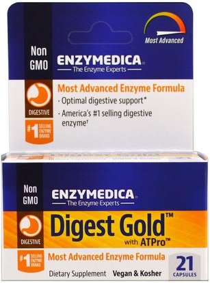 Enzymedica, Digest Gold with ATPro, 21 Capsules ,والمكملات الغذائية، والإنزيمات، والصحة