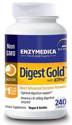 Enzymedica, Digest Gold with ATPro, 240 Capsules ,والمكملات الغذائية، والإنزيمات الهاضمة