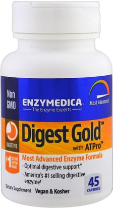 Enzymedica, Digest Gold with ATPro, 45 Capsules ,المكملات الغذائية، والإنزيمات