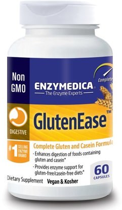 Enzymedica, GlutenEase, 60 Capsules ,والمكملات الغذائية، والإنزيمات الهاضمة