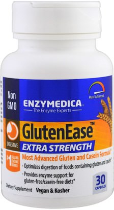 Enzymedica, GlutenEase, Extra Strength, 30 Capsules ,والمكملات الغذائية، والإنزيمات الهاضمة
