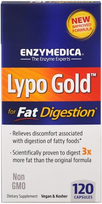 Enzymedica, Lypo Gold, For Fat Digestion, 120 Capsules ,الصحة، الهضم، المعدة