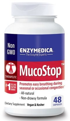 Enzymedica, MucoStop, 48 Capsules ,المكملات الغذائية، والإنزيمات