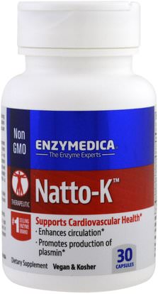 Enzymedica, Natto-K, 30 Capsules ,المكملات الغذائية، ناتوكيناس