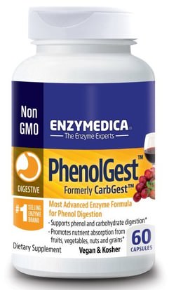 Enzymedica, PhenolGest, 60 Capsules ,والمكملات الغذائية، والإنزيمات الهاضمة