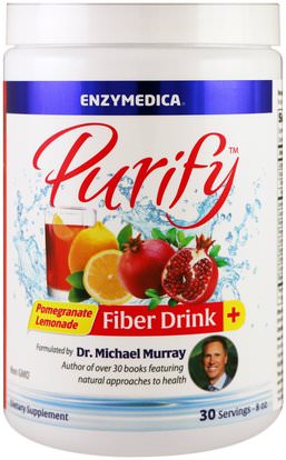 Enzymedica, Purify, Fiber Drink+, Pomegranate Lemonade, 8 oz ,المكملات الغذائية، والألياف