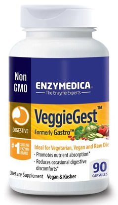 Enzymedica, VeggieGest, (Formerly Gastro), 90 Capsules ,الصحة، الهضم، المعدة