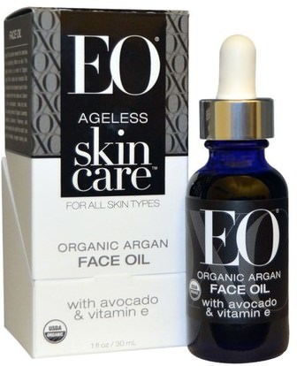 EO Products, Ageless Skin Care, Organic Argan Face Oil, 1 fl oz (30 ml) ,الجمال، العناية بالوجه، بشرة، حمم، أرجان، تجميل الوجه، كير