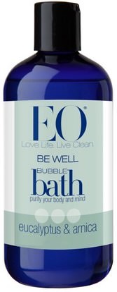 EO Products, Be Well, Bubble Bath, Eucalyptus & Arnica, 12 fl oz (355 ml) ,الأعشاب، أرنيكا مونتانا، حمم، حمام الفقاعة