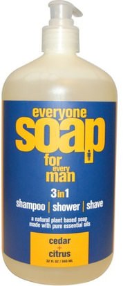 EO Products, Everyone Soap for Every Man, Cedar + Citrus, 32 fl oz (960 ml) ,حمام، الجمال، شعر، فروة الرأس، الشامبو، مكيف، الحلاقة