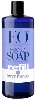 EO Products, Hand Soap, Refill, French Lavender, 32 fl oz (946 ml) ,حمام، الجمال، الصابون، الغيارات