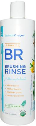 Essential Oxygen, Organic Brushing Rinse, Peppermint, 16 fl oz (480 ml) ,حمام، الجمال، العناية بالأسنان عن طريق الفم، تبييض الأسنان، غسول الفم