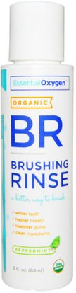 Essential Oxygen, Organic Brushing Rinse, Peppermint, 3 fl oz (88 ml) ,حمام، الجمال، شفهي، الأسنان، تهتم، غسول الفم