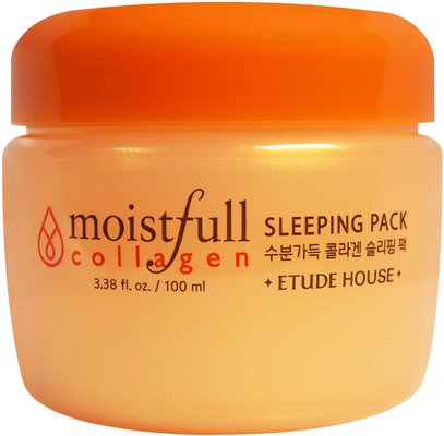 Etude House, Moistfull Collagen Sleeping Pack, 3.38 fl oz (100 ml) ,حمام، الجمال، الجلد، الكريمات الليل