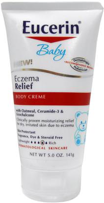 Eucerin, Baby, Eczema Relief, Body Creme, 5.0 oz (141 g) ,حمام، الجمال، غسول الجسم، الأكزيما يوسيرين، غسول الطفل