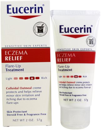 Eucerin, Eczema Relief, Flare-Up Treatment, 2 oz (57 g) ,حمام، الجمال، غسول الجسم، الأكزيما يوسيرين