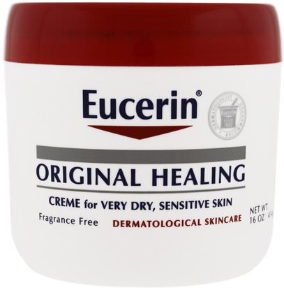 Eucerin, Original Healing, Creme for Very Dry, Sensitive Skin, Fragrance Free, 16 oz (454 g) ,الصحة، الجلد، الصدفية والأكزيما، الصدفية