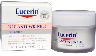 Eucerin, Q10 Anti-Wrinkle Face Creme, 1.7 oz (48 g) ,الجمال، العناية بالوجه، يوسيرين العناية بالوجه، كريمات التجاعيد