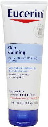 Eucerin, Skin Calming Creme, Dry, Itchy Skin, Fragrance Free, 8.0 oz (226 g) ,الصحة، الجلد، يوسيرين الهدوء