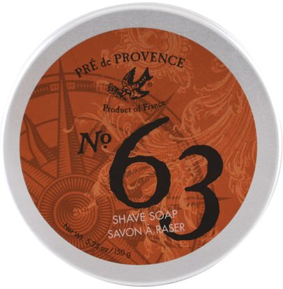 European Soaps, LLC, Pre de Provence, No. 63 Shave Soap, 5.25 oz (150 g) ,حمام، الجمال، الصابون