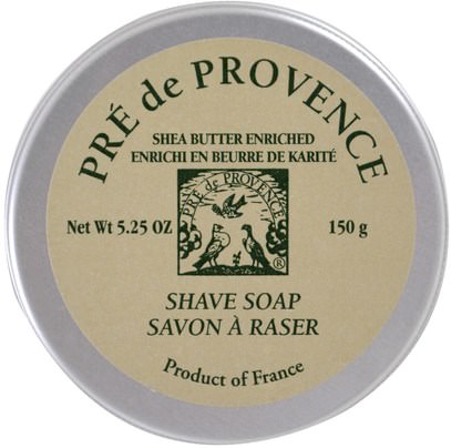 European Soaps, LLC, Pre de Provence, Shave Soap, Shea Butter Enriched, 5.25 oz (150 g) ,حمام، الجمال، الصابون