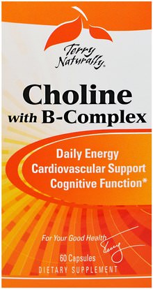 EuroPharma, Terry Naturally, Choline with B-Complex, 60 Capsules ,الفيتامينات، فيتامين ب، الكولين