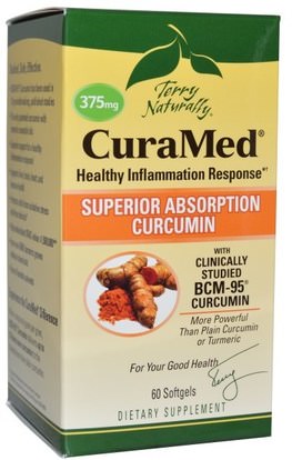 EuroPharma, Terry Naturally, CuraMed, 375 mg, 60 Softgels ,والمكملات الغذائية، ومضادات الأكسدة