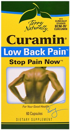 EuroPharma, Terry Naturally, Curamin, Low Back Pain, 60 Capsules ,والمكملات الغذائية، ومضادات الأكسدة، الكركمين، والصحة، وآلام الظهر