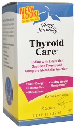 EuroPharma, Terry Naturally, Thyroid Care, 120 Capsules ,والملاحق، والمعادن، واليود، والصحة، والغدة الدرقية